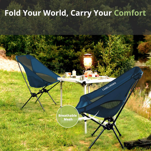 Backpacking CAMEL CROWN Portable Camping Chair Lightweight Compact Folding Chair Mesh for Outdoor Camp Travel Beach