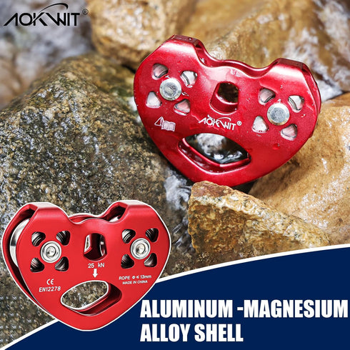 Zipline Pulley 25kn Aluminum Stainless Steel Roller, Heavy Duty Dual Trolley for 8-13mm Climbing Cable Rope