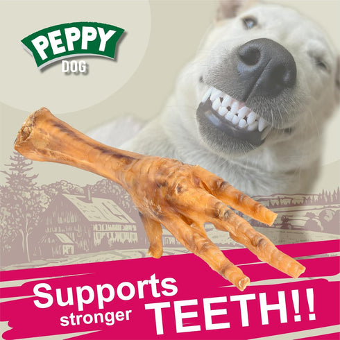 PEPPY DOG (100 All Natural Chicken Feet Dog Treats pcs) | Dehydrated for Freshness | Supports Joint Health