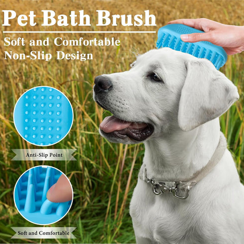2PCS Dog Bath Brush, Dog Scrubber for Bath, Dog Shampoo Brush, Dog Washing Brush with Adjustable Handle, Suitable for