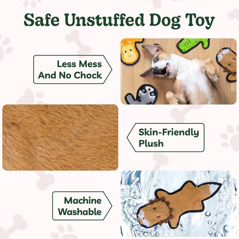 6 SHARLOVY No Stuffing Dog Toys Crinkle Squeaky, Long Lasting Chews for Aggressive, Durable Plush Dog Puppy Chew Toys