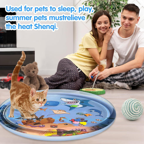 39 Sensor Water Playmat, Thickened Water Sensor Play Mat for Cats Dog, Thickened Sensory Water Play Mat for Cats
