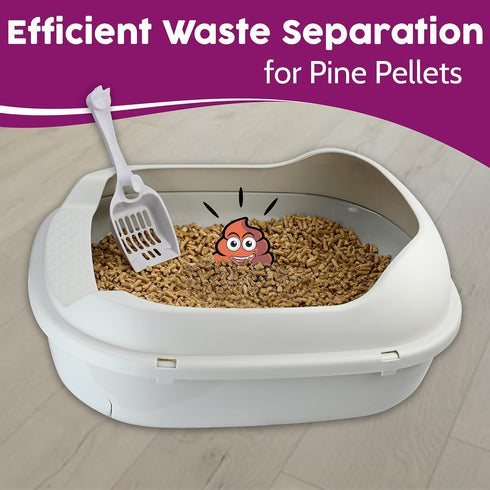 Skywin Sifting Cat Litter Box (Grey), Efficient Sifting System for Pine Pellets, Easy-to-Use
