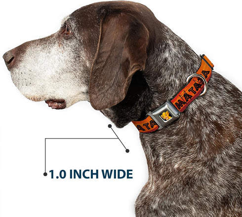 Dog Collar Seatbelt Buckle, Lion King Hakuna Matata, Sunset Oranges, Black, 9 to 15 Inches, 1.0 Inch Wide (DC-WDY030-S)