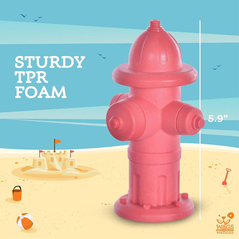 Wags & Wiggles Fire Hydrant Floatable TPR Dog Toy, Fun Summer Pool Toy for Dogs, Sturdy Floating Water Squeaky Toy