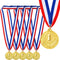 Juvale 1st Place Gold Medals for Kids & Adults - 6-Pack with 15.5 in Red, White & Blue Neck Ribbon