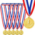 Juvale 1st Place Gold Medals for Kids & Adults - 6-Pack with 15.5 in Red, White & Blue Neck Ribbon