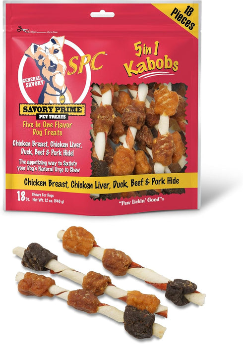 Savory Prime SPC 5-in-1 Kabobs 24 oz. Chicken, Duck and Chicken Liver Dog Chews