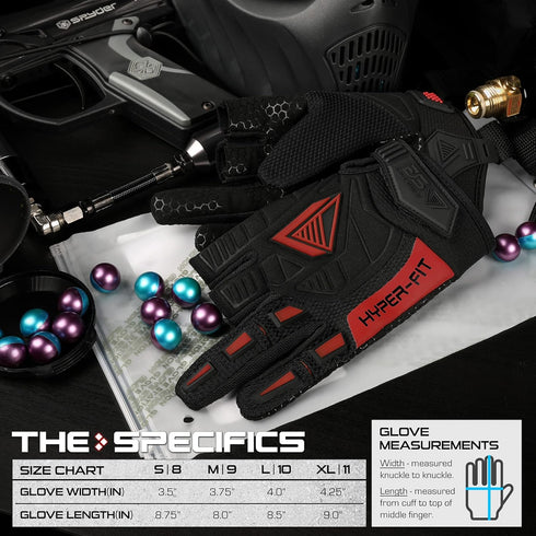 Glove Station Hyper-Fit Tactical Paintball Gloves - Red, Large Size, 2 Fingerless Design for Combat, Hunting, Airsoft