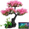 Beaupretty Artificial Aquarium Plants, Pink Cherry Blossom Tree Decor for Fish Tank, Realistic Plastic Decorations.