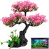Beaupretty Artificial Aquarium Plants, Pink Cherry Blossom Tree Decor for Fish Tank, Realistic Plastic Decorations.