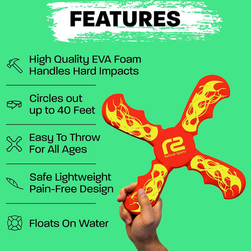 Fun Easy to Throw Boomerang for Kids, Soft Foam Design for Safe Play, Great Beginner Toy Gift for Boys & Girls