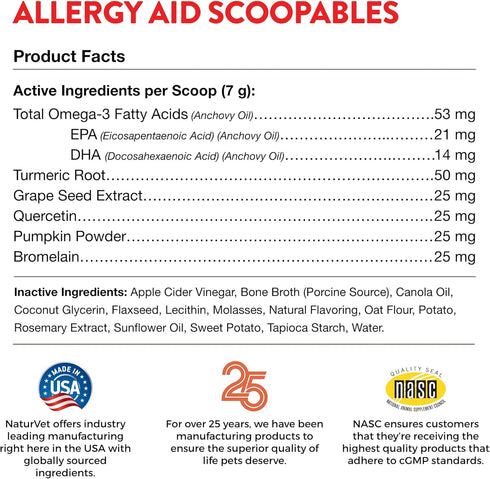 NaturVet Scoopables Aller-911 Dog Allergy Support Vitamins - Supports Immunity & Seasonal Allergies in Dogs, 11oz Bag
