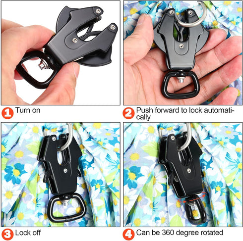 Reginary 2 Pcs Frog Clip Dog Leash Clip - 360 Degree Swivel Heavy Duty Quick Release Metal Buckle