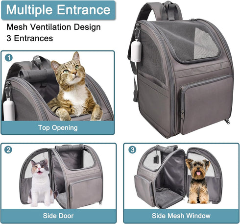 Backpack Backpack (4-Grey) Jespet Pet Carrier for Small Dog, Puppy, Soft Carrier Ideal for Traveling, Hiking, Walking