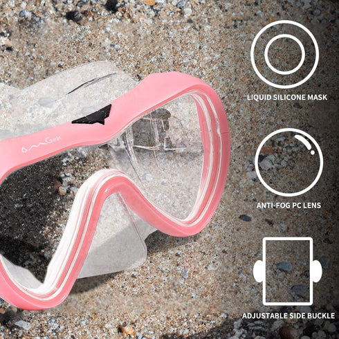 OMGear Snorkeling Gear Diving Mask for Kids & Adults, Silicone Goggles with Nose Cover for Scuba & Spearfishing