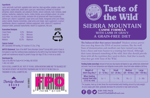 Taste Of The Wild Sierra Mountain Canned Dog Food, 13.2 Oz, Medium