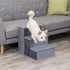 TRIXIE Velour 3-Step Pet Stairs with Storage, Collapsible, Gray, Storage Compartments for Pet Toys