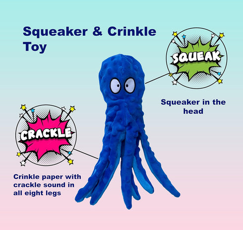 Squeaky Dog Toys, Dog Toys for Small, Medium and Large Breeds, Tough Dog Toys to Keep Them Busy, Durable and Soft Crinkle Plush Puppy Toys for Boredom (Octopus+Ducky) 2pack