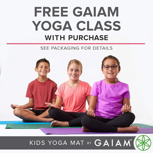 (60" 24" 3mm Gaiam Kids Yoga Mat Exercise Mat, Yoga for Kids with Fun Prints - Playtime for Babies, Active & Calm