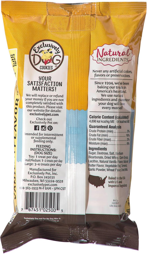 Exclusively Dog Cookies Sandwich Cremes, Vanilla Flavor Dog Treats for Medium and Large Dogs, 8 oz, Natural, Made in USA