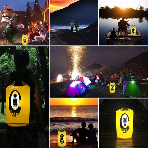 Waterproof Dry Bag with Solar Bluetooth Speaker & Light, 20L Roll Top Dry Sack for Kayaking, Hiking
