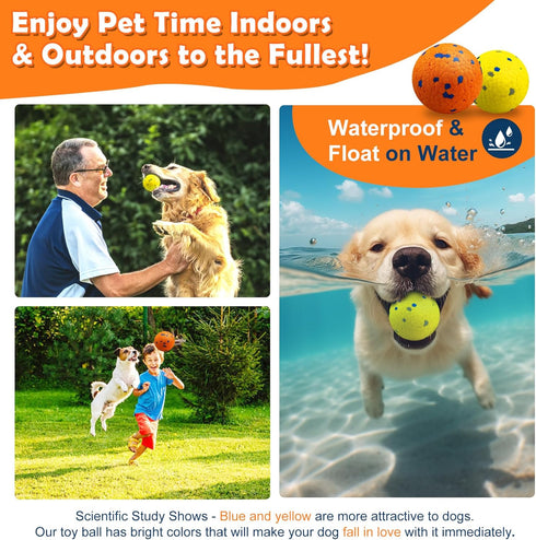 2 Pack Indestructible Dog Tennis Balls, Durable Bouncy Toy Balls for Aggressive Chewers, Interactive Fetch Water Toys