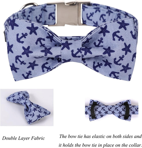 Lionet Paws Dog Collar with Bowtie, Adjustable Comfortable Summer Collar for Small to Large Dogs