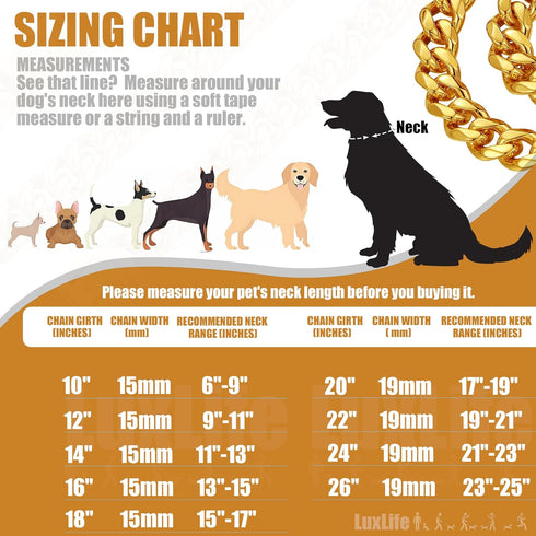 15mm & 19mm Thick Dog Chain Collar with Quick Release Buckle, 18K Gold Chain for Small, Medium, Large Dogs (19MM, 20")