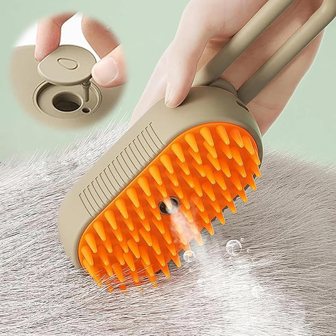 Steamy Cat Brush, 3 In1 Cat Steam Brush: Self Cleaning Steam Cat Brush for Massage Cat Grooming Brush Pet Hair Removal Comb for Cat and Dog