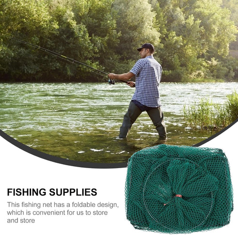 14-Part 2.1m Veemoon Fishing Net Cage Crab Catcher Bait Holder Mesh Portable Fishing Supplies for Freshwater Shrimp