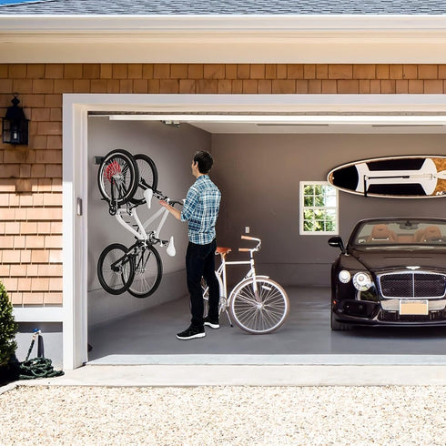 Ultrawall Bike Rack, Garage Wall Mount for 2 Bicycles and 1 Helmet, Heavy Duty Storage Holds Up to 100lbs