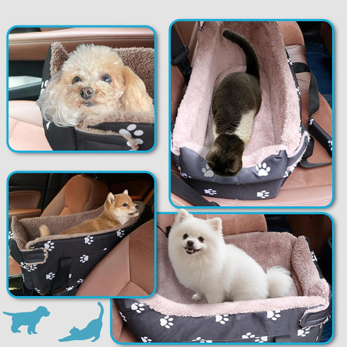 FADEYJ Center Console Dog Car Seat, Pete Console Car Seat for Cats Dogs Middle (Black)