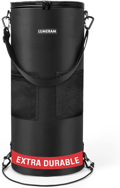 LUMERAM Premium Boat Trash Can with 2 Side Pockets and Bottom Zipper Opening
