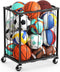 TomCare Garage Ball Rolling Storage Rack Large Capacity Basketball Holder with Elastic
