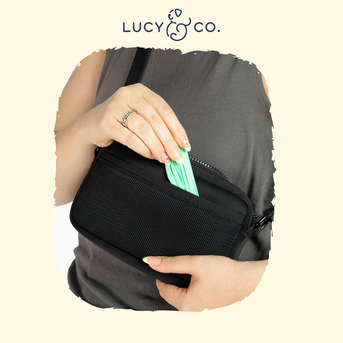 Lucy & Co. Crossbody Treat Bag, Pet Treat Pouch, Hidden Poop Bag Dispenser, Dog Accessories