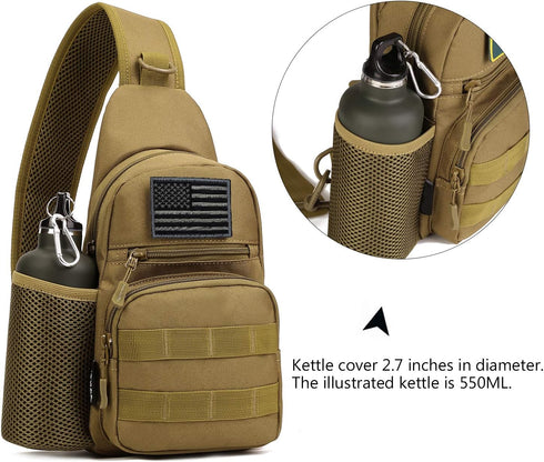 Pack Backpack Daypack Protector Plus Tactical Sling Bag Military MOLLE Crossbody Chest Shoulder with Water Bottle