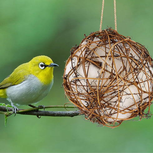 winemana Set of 3 Globe Hummingbird Nesters, Full of Bird Nesting Materials, Ideal Bird Gifts for Garden