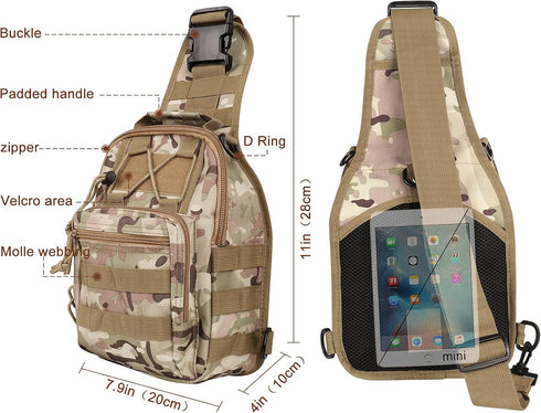 Backpack, Backpack Qcute Tactical Waterproof Military Cross-body Molle Sling Shoulder Chest Bag for Outdoor Every Day