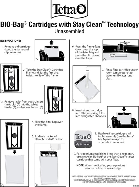 Tetra Whisper Bio-Bag Filter Cartridges for Aquariums, Large, 12-Count Unassembled