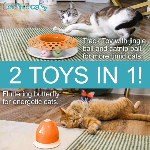 2 1 Recommended Caroline's Cats Automatic Butterfly Cat Toy Interactive in with Auto Shut Off & Catnip Ball Track;