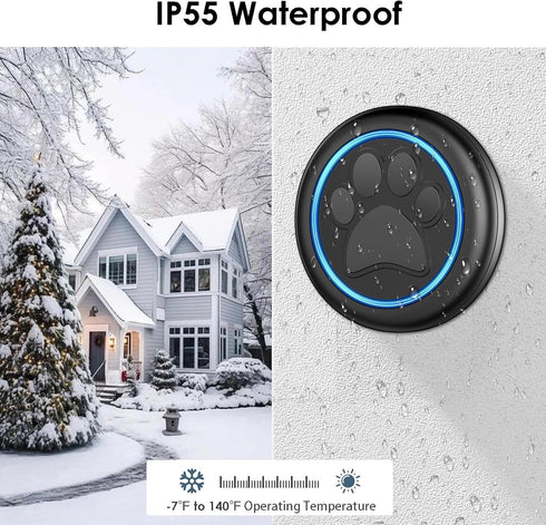 1000 1 1 Full House Dog Doorbell for Potty Training, Wireless Pet Doggie Door Bell Training to Go Outside, Waterproof