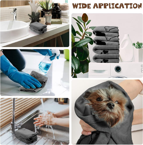 Chumia 4 Pcs Dog Towels - Microfiber Absorbent Towel for Drying Dogs, Quick Drying Paw Towel for Medium Dogs (Gray, 24