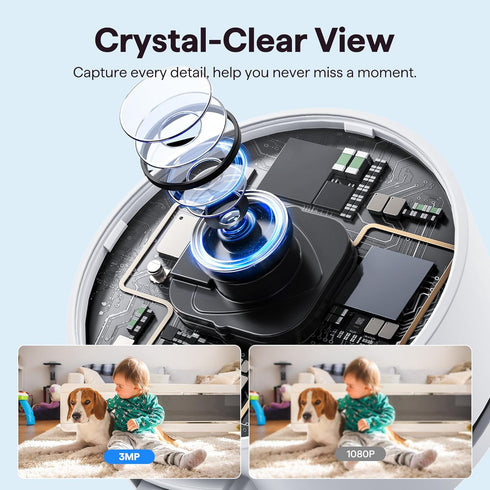 Elelink 2K 24/7 Wireless Cameras for Home Security Camera, Pet Camera Indoor with Phone App, Night Vision, Motion