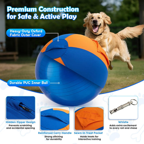 goodleben 22", Herding Ball for Dogs Durable Dual-Layer Herding Ball for Australian Shepherds, Outdoor Training Toy