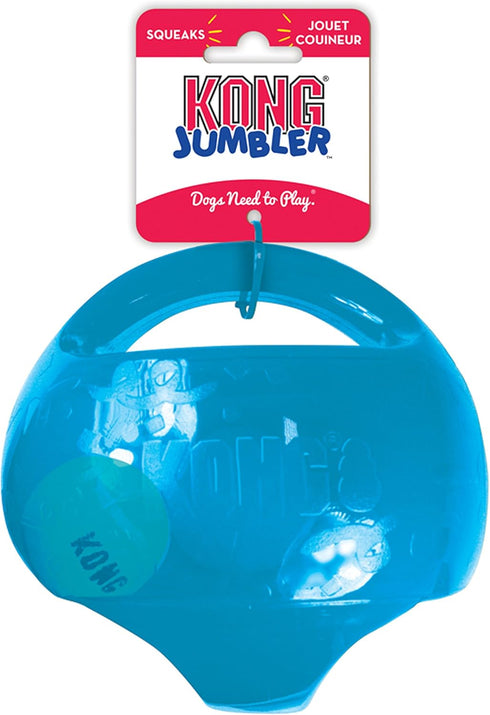 KONG Jumbler Ball - Interactive Dog Toy for Dog & Puppy Playtime, Fetch Toy with Tennis Ball, Supplies for Engaging