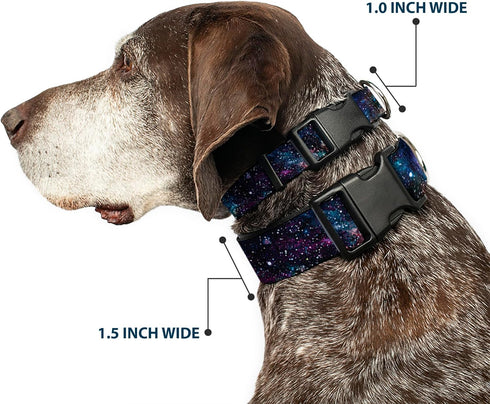 Buckle-Down Plastic Clip Collar - Galaxy Collage - Large, 1" Wide, Fits 15-26" Neck