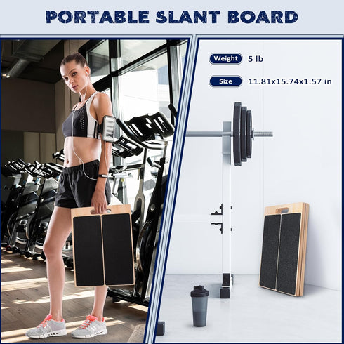 Portable Wooden Slant Board for Calf Stretching, Squats, Calf Stretcher, Pilates Physical Therapy Equipment, Adjustable