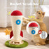 Cat Scratching Post, Rocket Cute Sisal Cat Scratcher with Durable Solid Wood Turntable Toy, Cat Scratch Post Red Cat