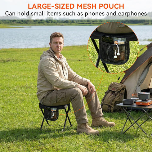 Backpacking Camping Stool with Shoulder Strap,Ultralight Collapsible Handbag Style Stool,Pocket Portable Seat